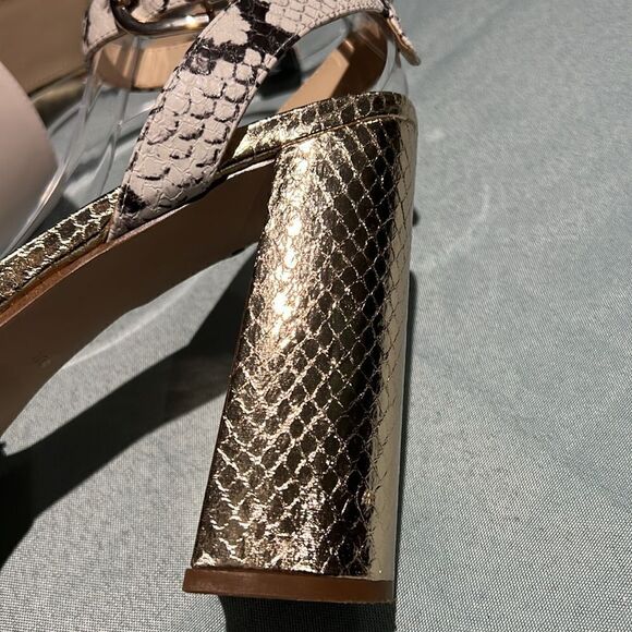 Guess Rippa Python & Gold platform Strappy heels Size 9.5   B53 - Picture 6 of 11